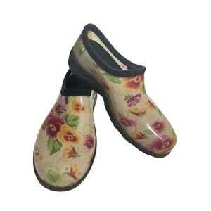 Sloggers Womens Size 8 Floral Waterproof Garden Clogs Made In USA